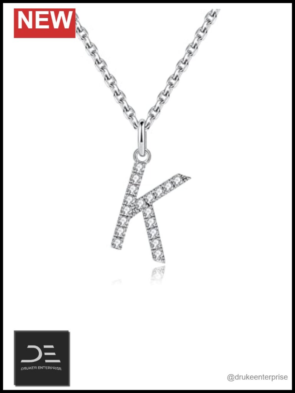 Sterling Silver Moissanite Initial Pendant Necklace 14K Gold Plated
